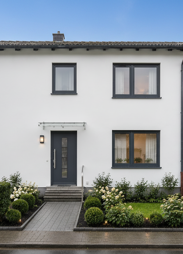 Fassadensanierung mit neuen Fenstern und Haustür